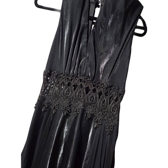 Susan Roselli For Vijack Metallic Black Formal Lace Dress Women Size 12 Vintage - Picture 3 of 12